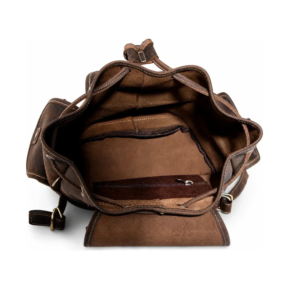 Men’s Genuine Leather Rucksack with Drawstring Top