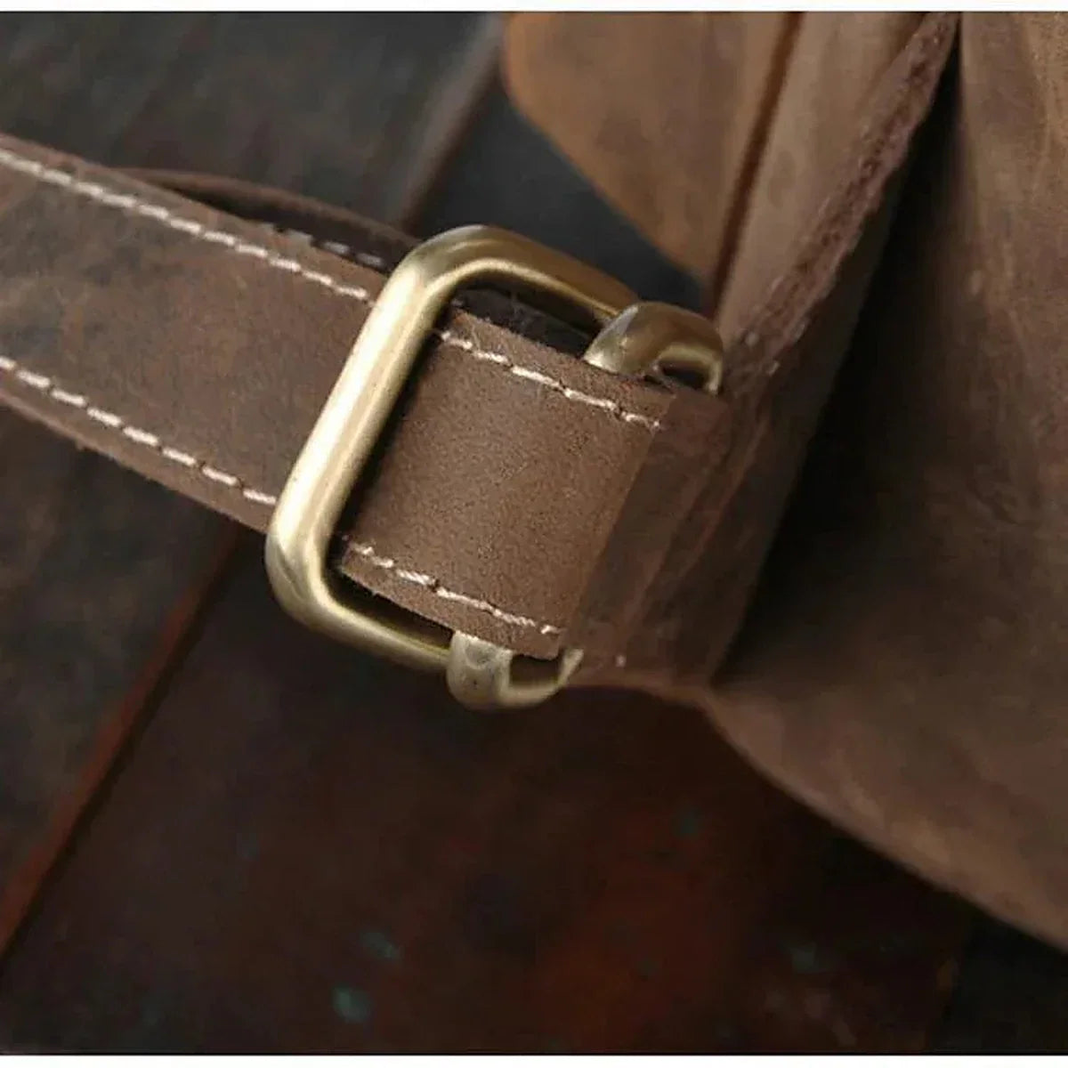 Men’s Genuine Leather Rucksack with Drawstring Top