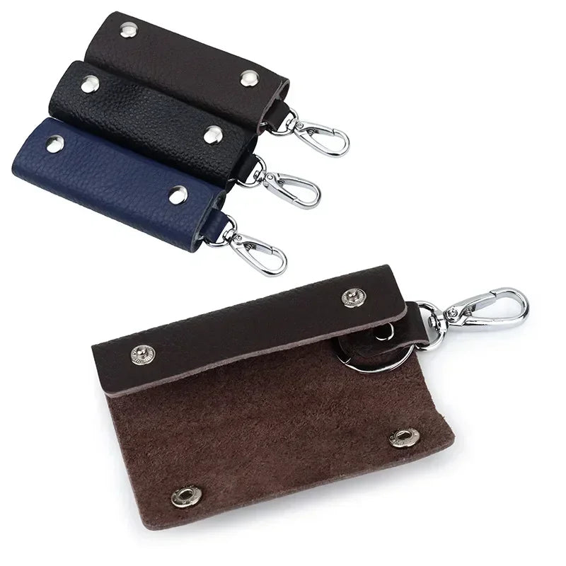 Men’s Leather Key Holder Pouch - Snap Closure with Clip