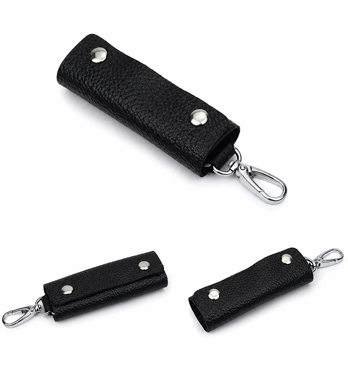Men’s Leather Key Holder Pouch - Snap Closure with Clip