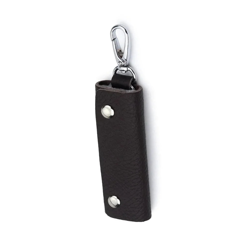Men’s Leather Key Holder Pouch - Snap Closure with Clip