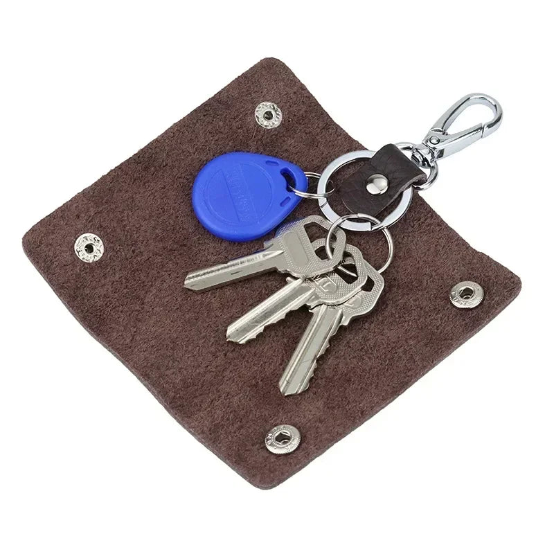 Men’s Leather Key Holder Pouch - Snap Closure with Clip