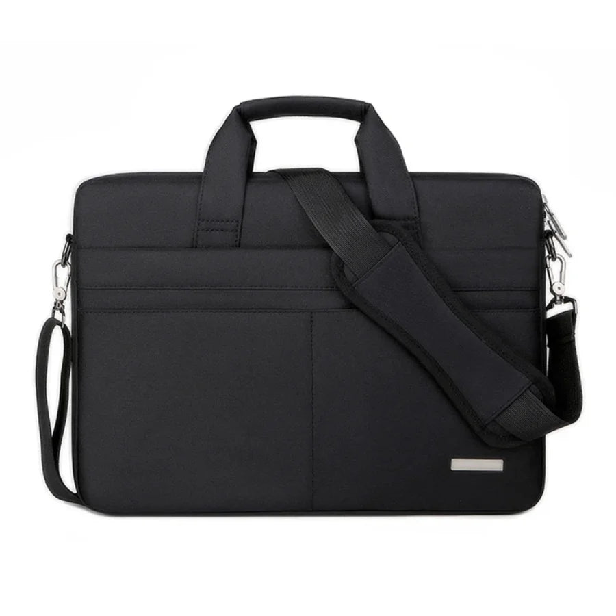 Men’s Laptop Briefcase - 17 Inch Multi-Pocket Shoulder Bag - Black