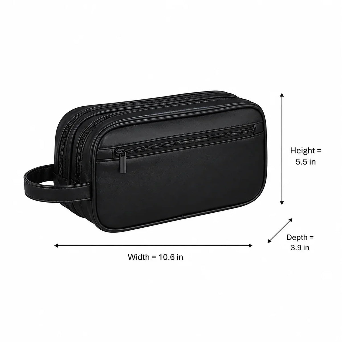 Men’s Large Toiletry Bag - Vegan Leather 3-Compartment Travel Case