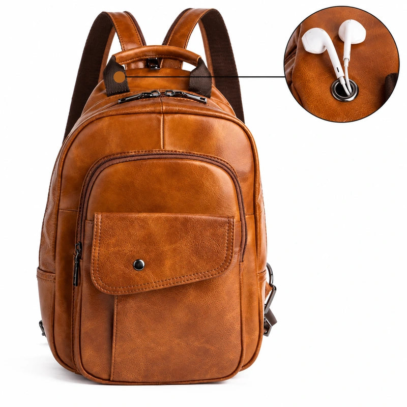 Men’s Leather Backpack – Compact Elegant Everyday Backpack