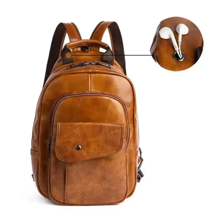 Men’s Leather Backpack – Compact Sling Backpack for Everyday Carry - Sacoche bandoulière