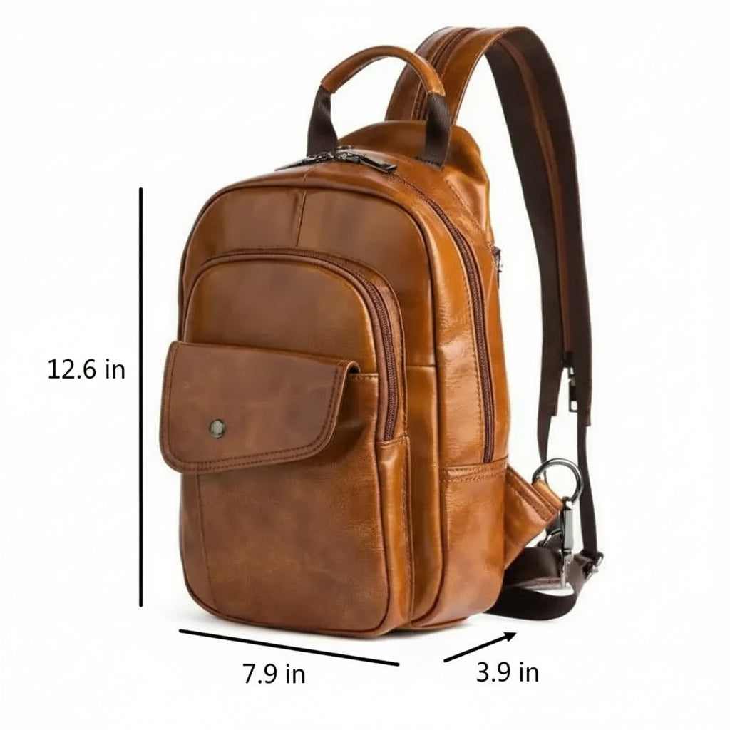 Men’s Leather Backpack – Compact Sling Backpack for Everyday Carry - Sacoche bandoulière