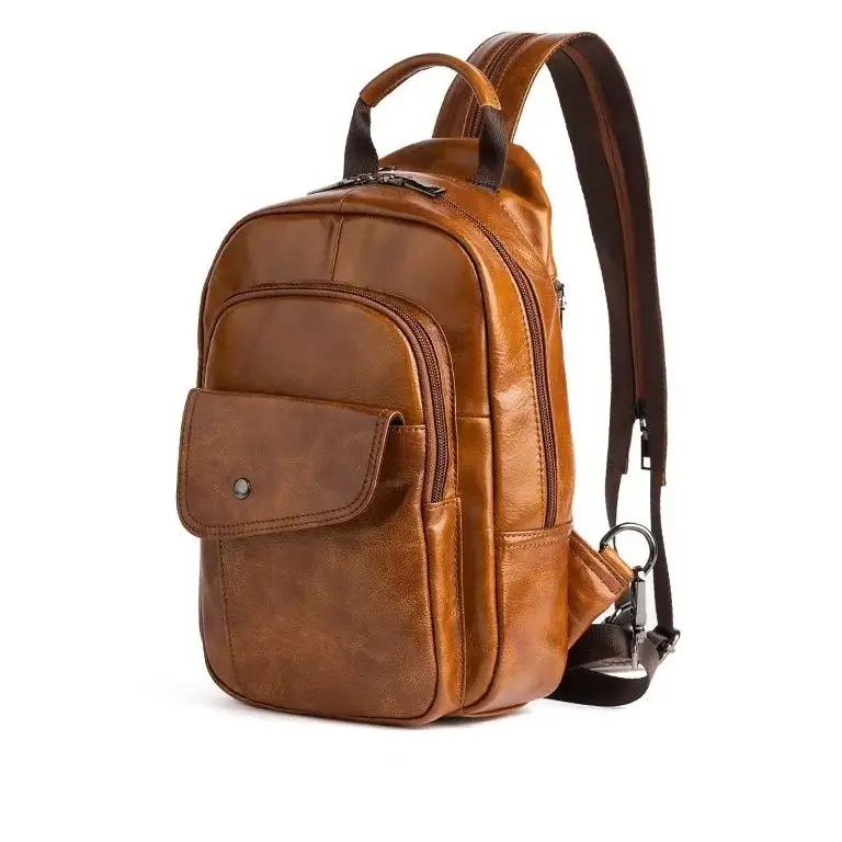 Men’s Leather Backpack – Compact Sling Backpack for Everyday Carry - Sacoche bandoulière