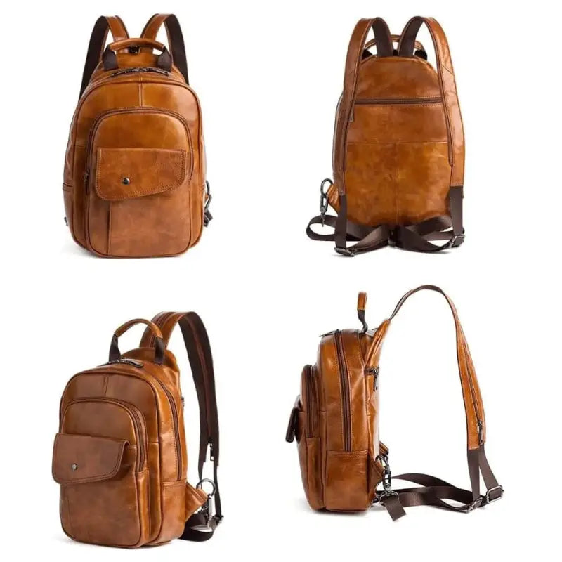 Men’s Leather Backpack – Compact Sling Backpack for Everyday Carry - Sacoche bandoulière