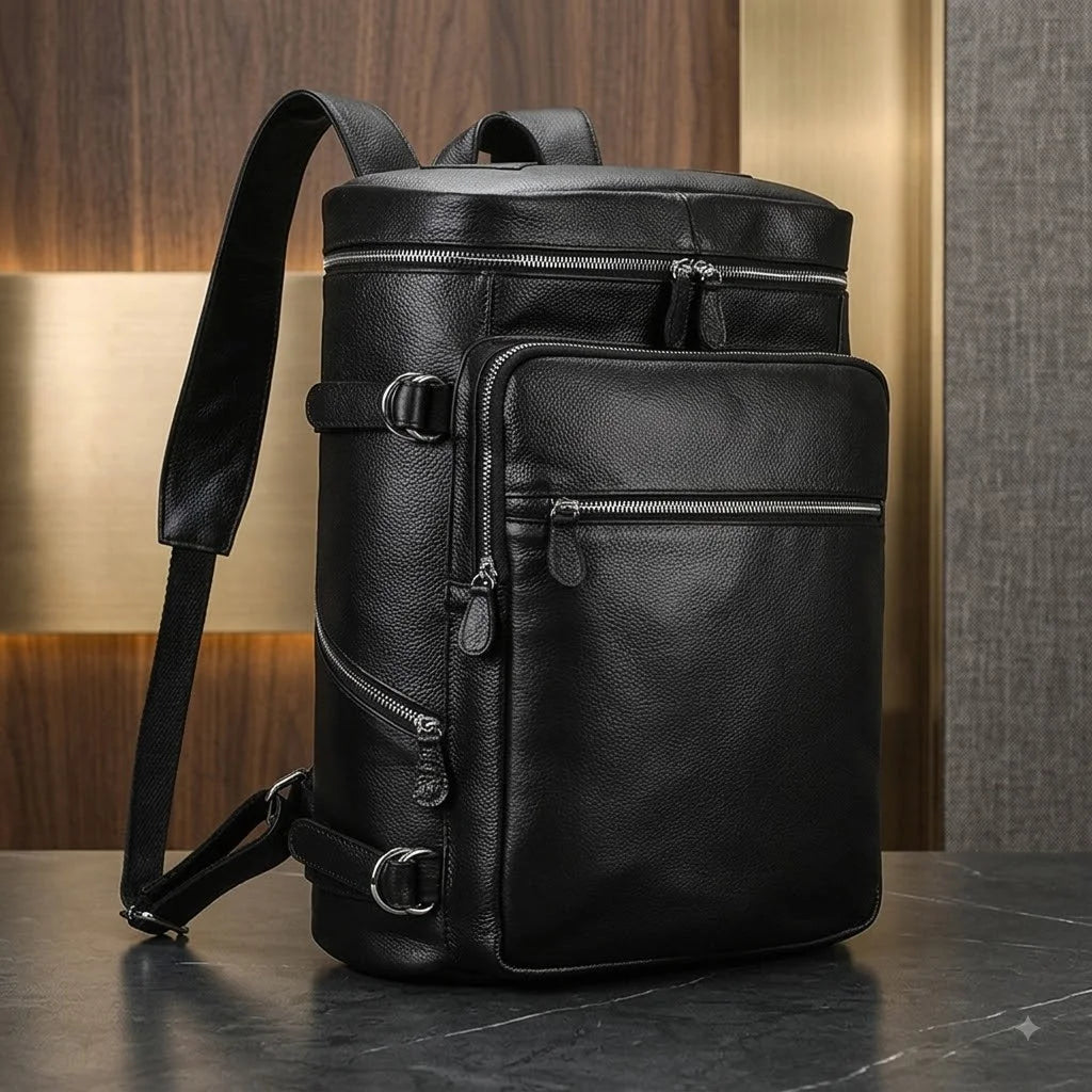 Men’s Leather Backpack - Cylinder Rucksack
