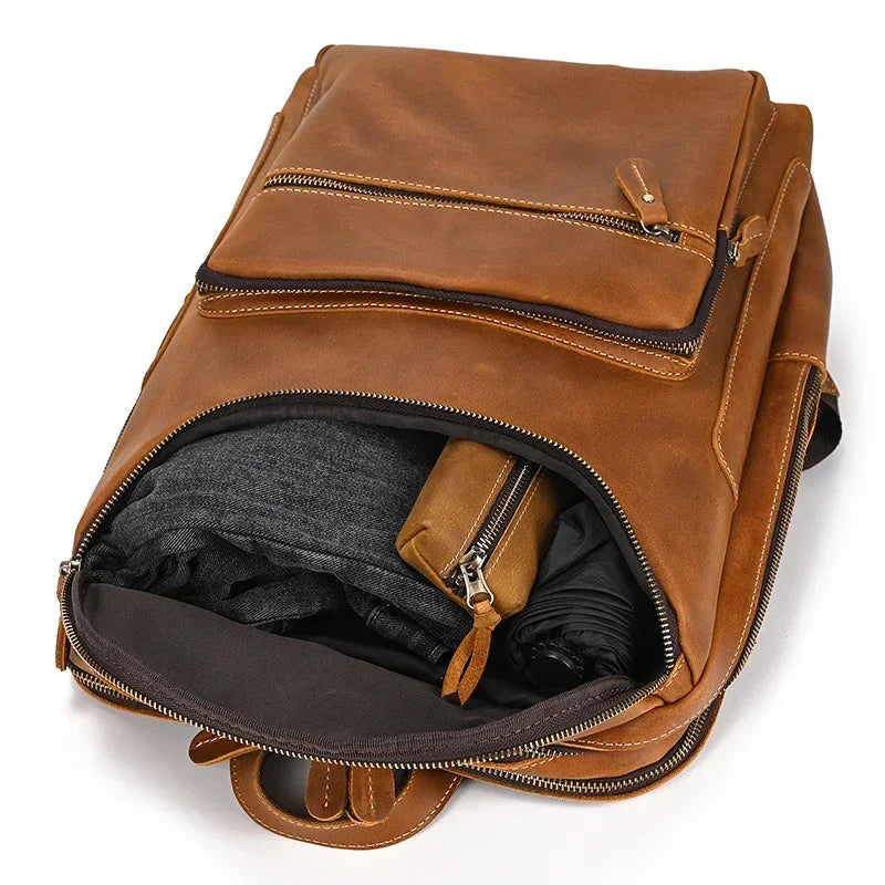 Men’s Leather Backpack - Front-Pocket 15’’ Laptop Bag