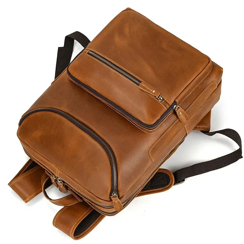 Men’s Leather Backpack - Front-Pocket 15’’ Laptop Bag