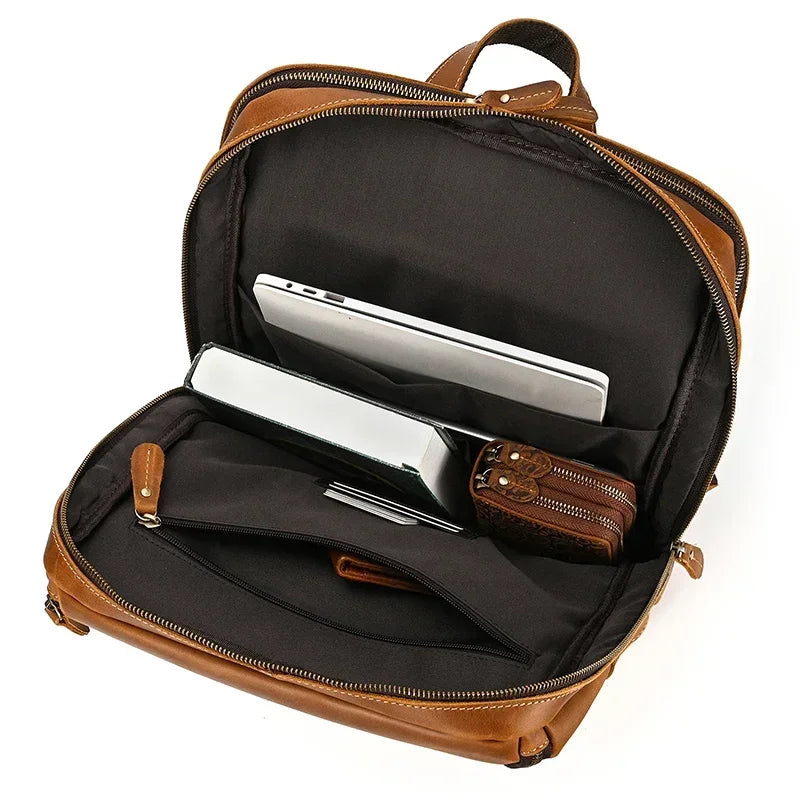 Men’s Leather Backpack - Front-Pocket 15’’ Laptop Bag