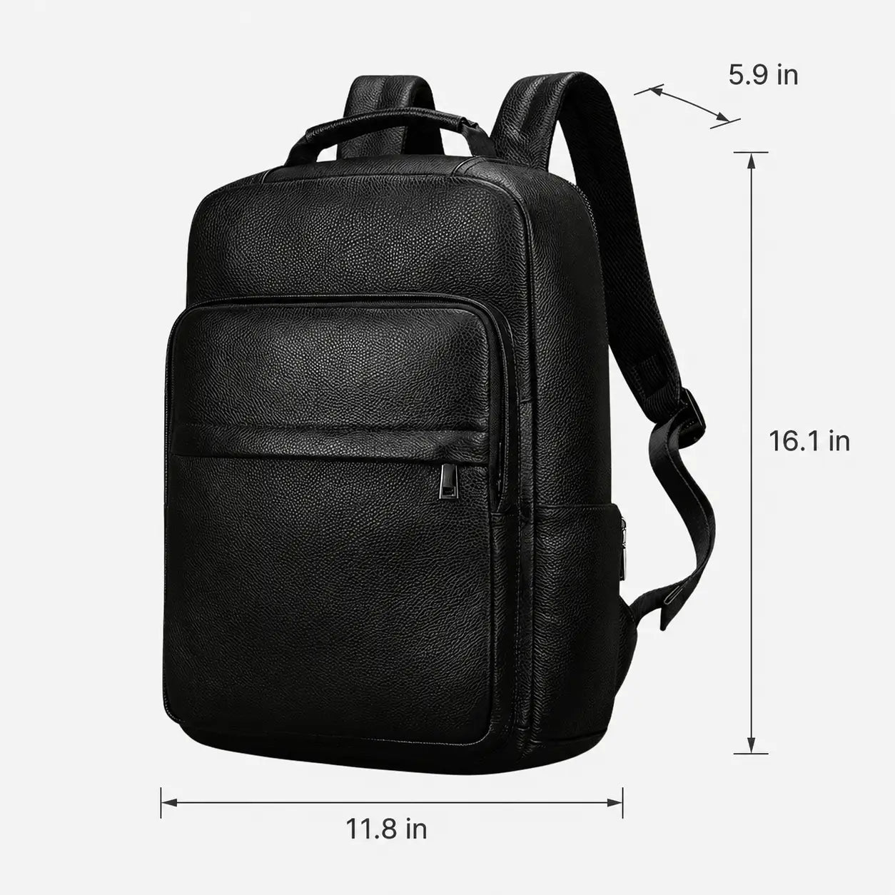 Men’s Leather Backpack - Structured Black 15’’ Laptop Bag