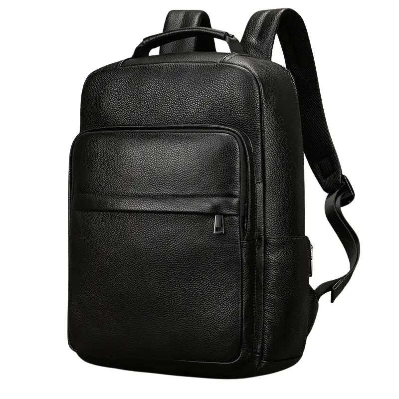 Men’s Leather Backpack - Structured Black 15’’ Laptop Bag