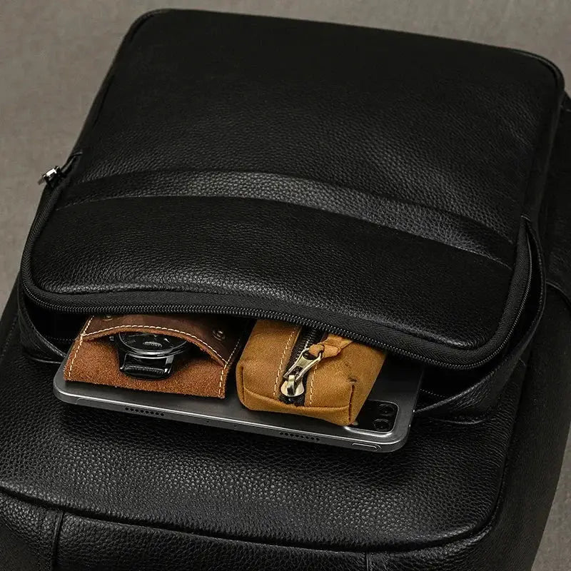 Men’s Leather Backpack - Structured Black 15’’ Laptop Bag
