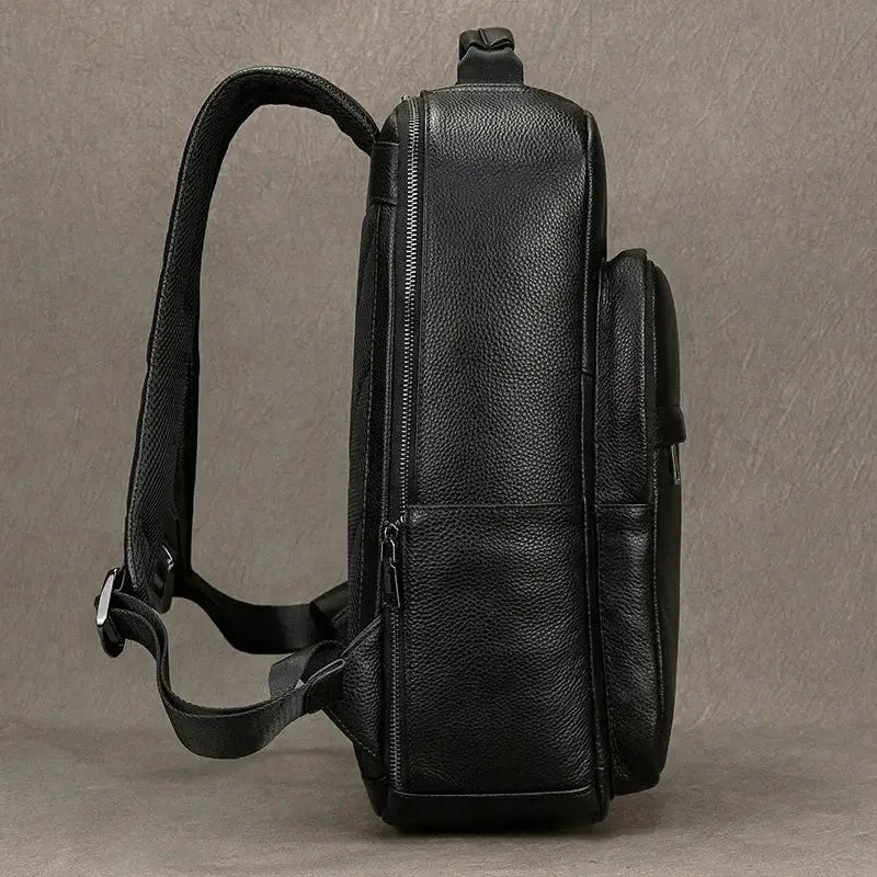 Men’s Leather Backpack - Structured Black 15’’ Laptop Bag