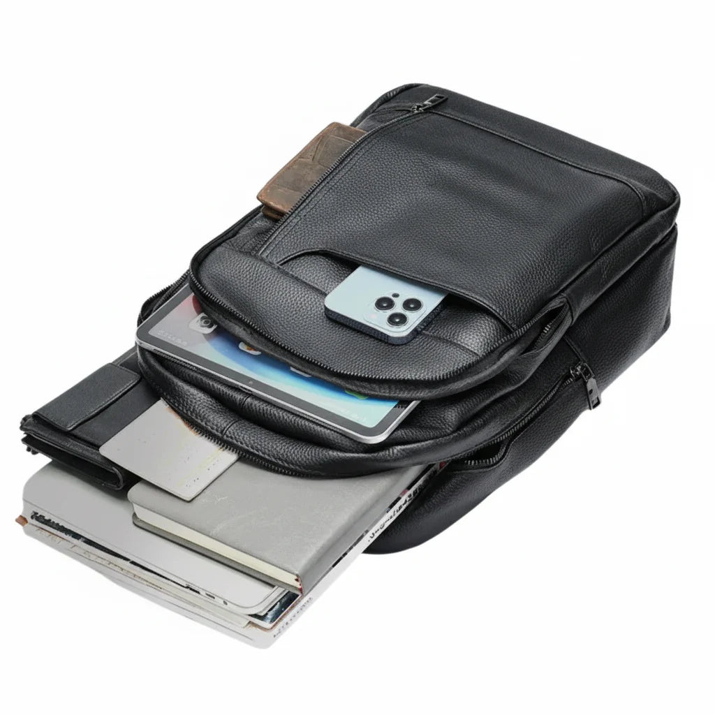 Men’s Leather Backpack - Top Handle Business Bag