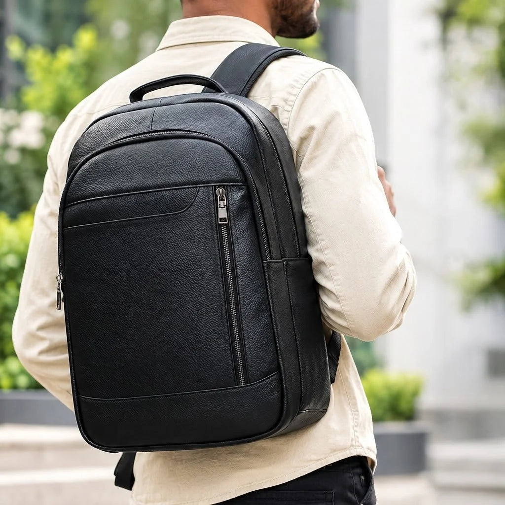 Men’s Leather Backpack - Top Handle Business Bag