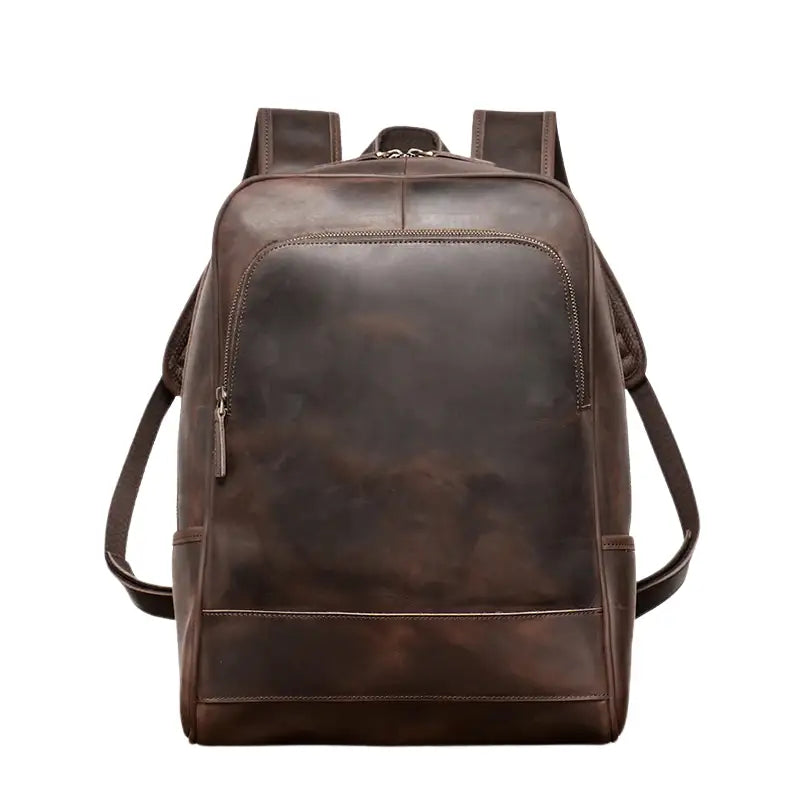 Men’s Leather Backpack – Vintage Crazy Horse 15.6’’ Laptop Bag - Dark brown