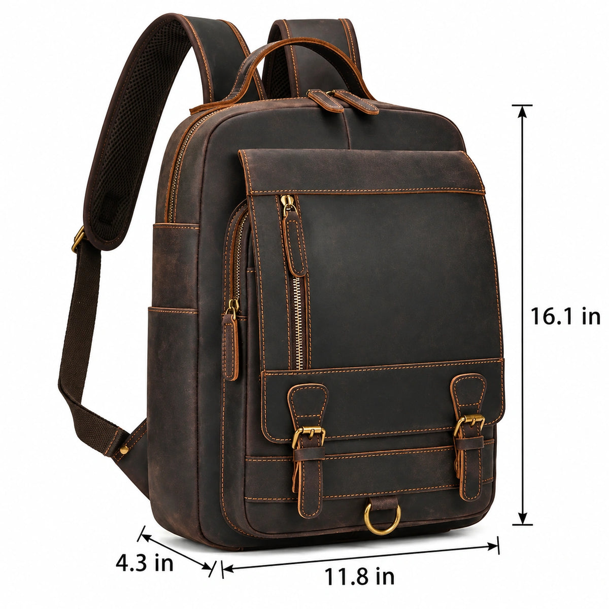 Men’s Leather Backpack – Vintage Multi-Compartment Work Bag