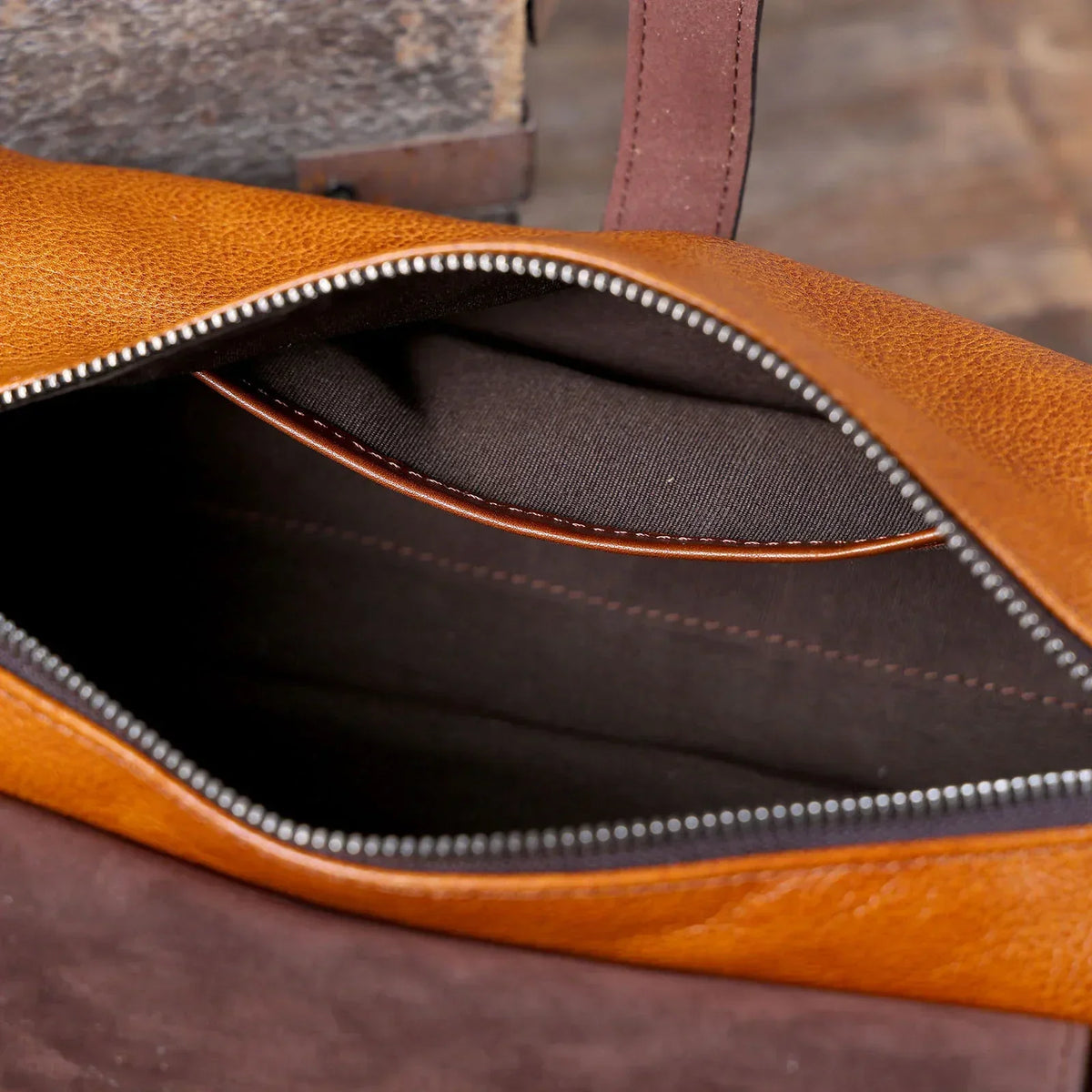 Men’s Leather Barrel Bag - Mini Cylinder Crossbody with Flap