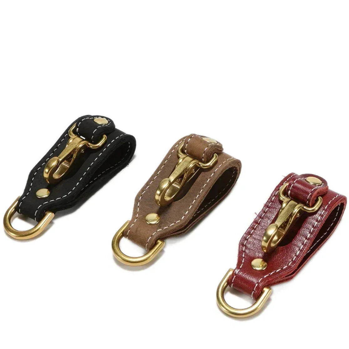 Men’s Leather Belt Key Holder - Snap Closure with Clip