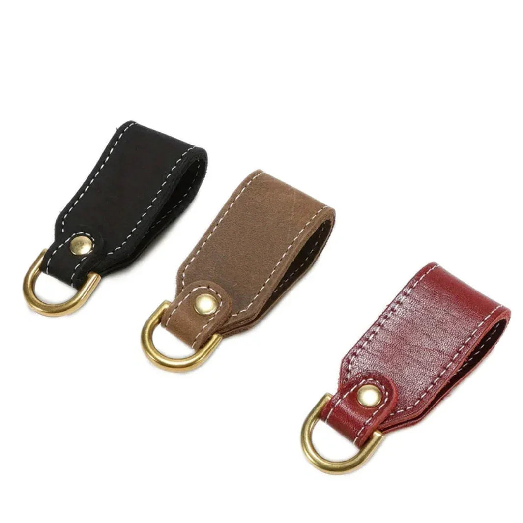 Men’s Leather Belt Key Holder - Snap Closure with Clip