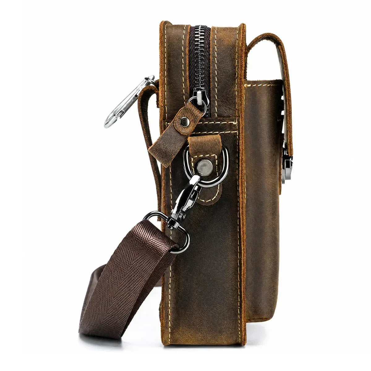 Men’s Leather Belt Phone Holster with Shoulder Strap
