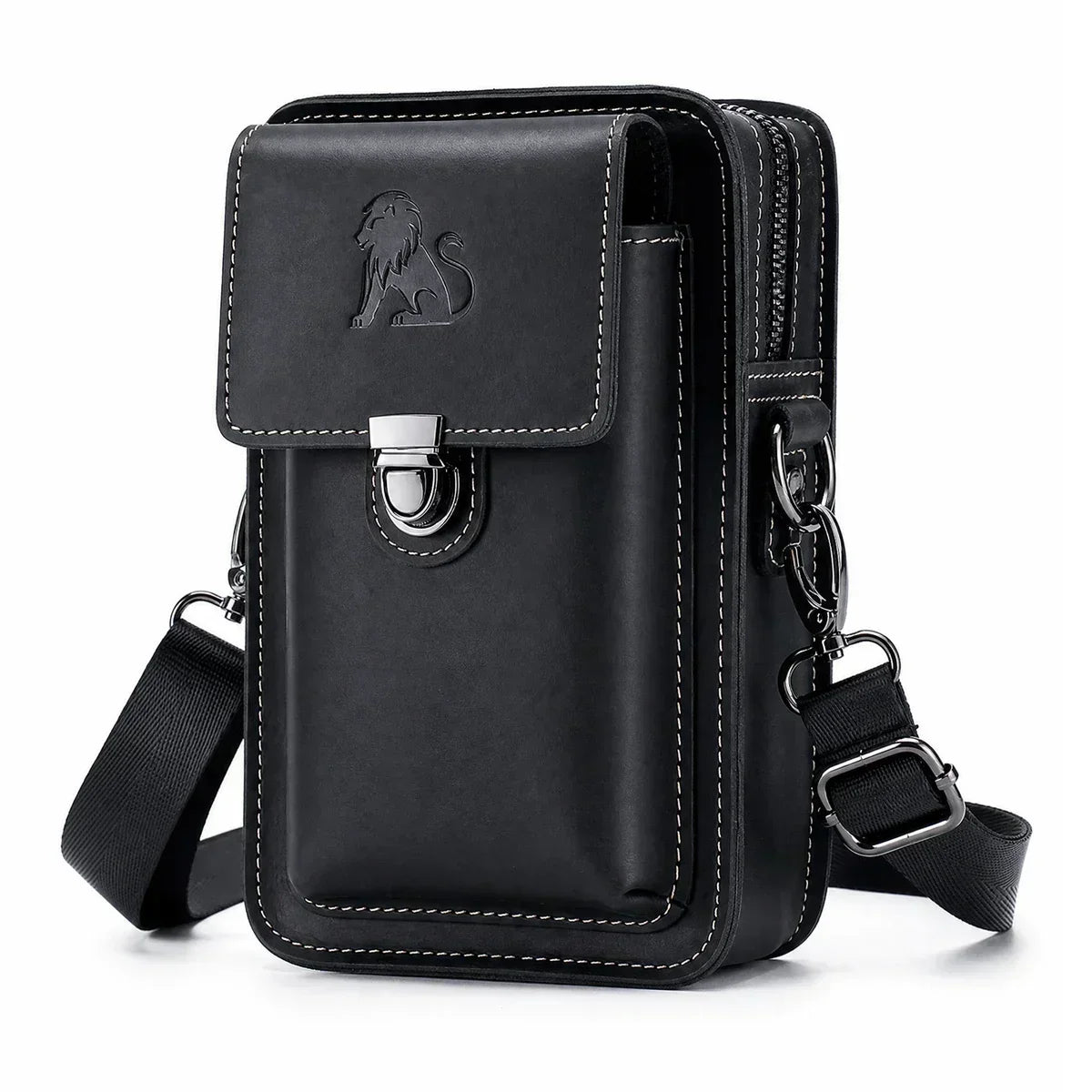 Men’s Leather Belt Phone Holster with Shoulder Strap