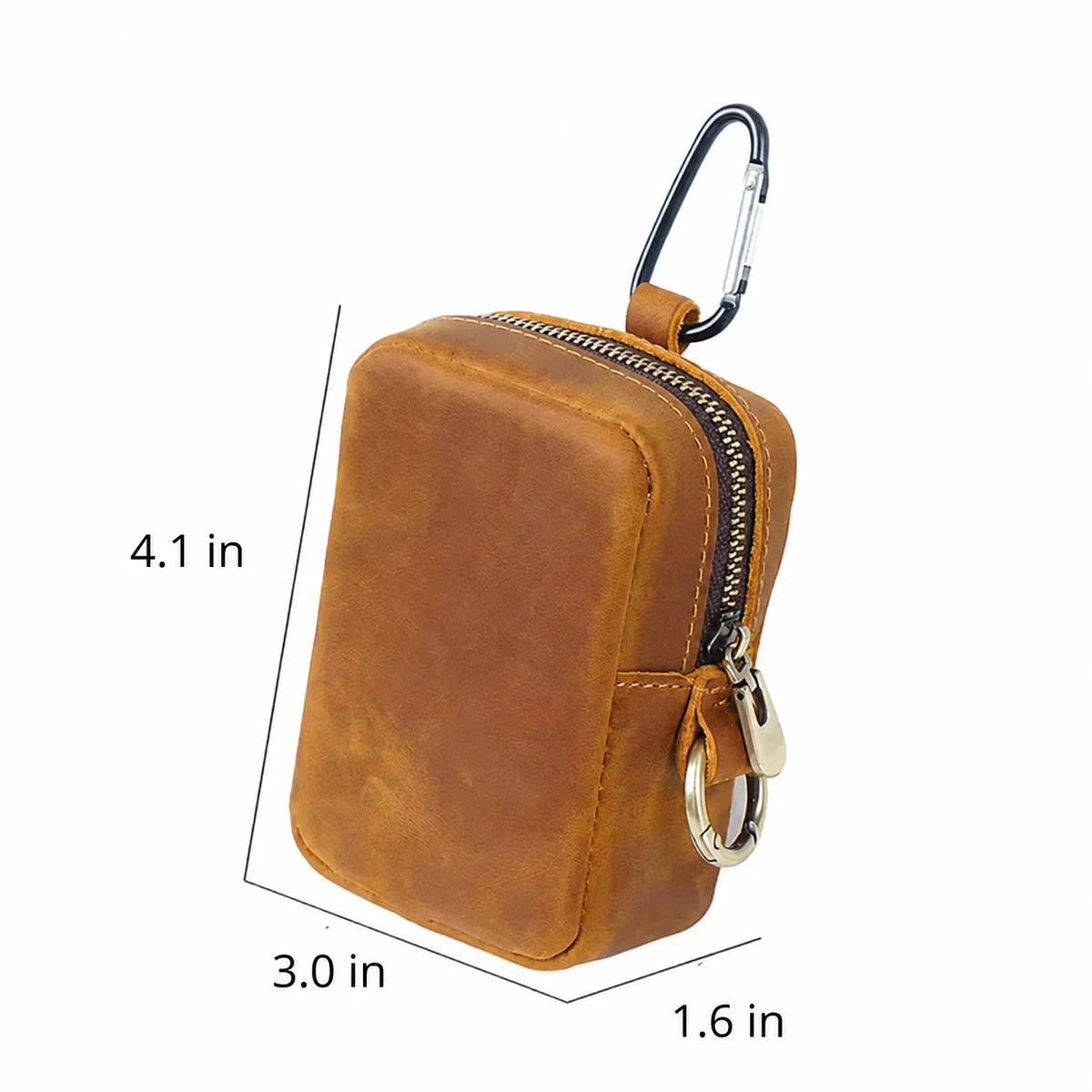 Men’s Leather Belt Pouch - Belt Loop & Carabiner Clip