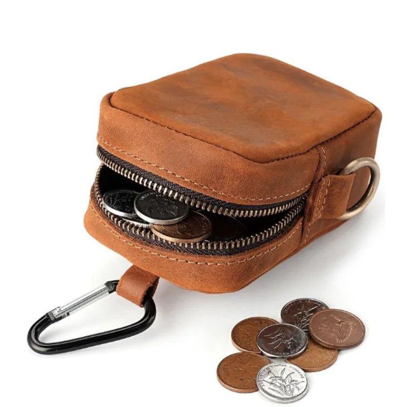 Men’s Leather Belt Pouch - Belt Loop & Carabiner Clip
