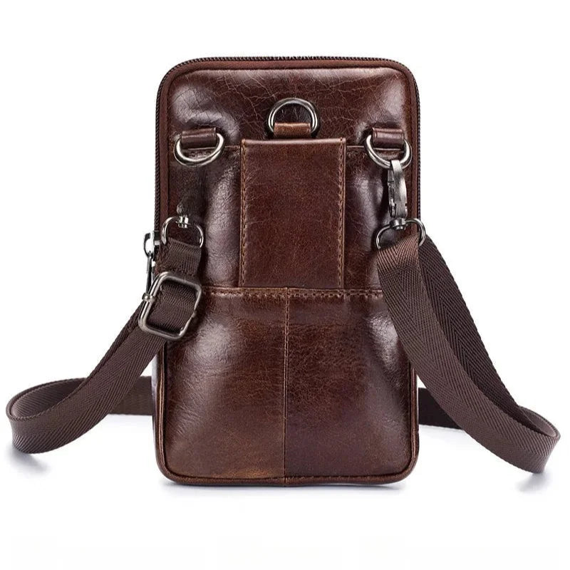Men’s Leather Belt Pouch - Card Slot Phone Carry