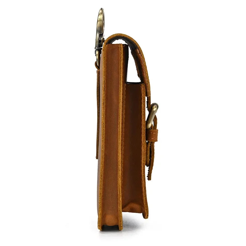 Men’s Leather Belt Pouch - Phone and Card Holder