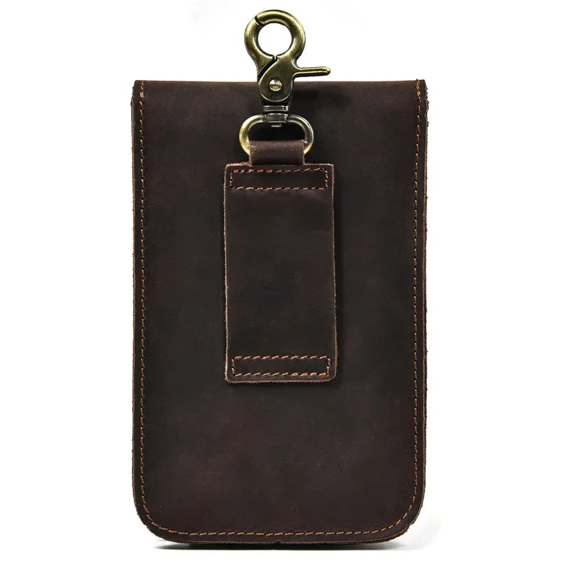 Men’s Leather Belt Pouch - Phone and Card Holder