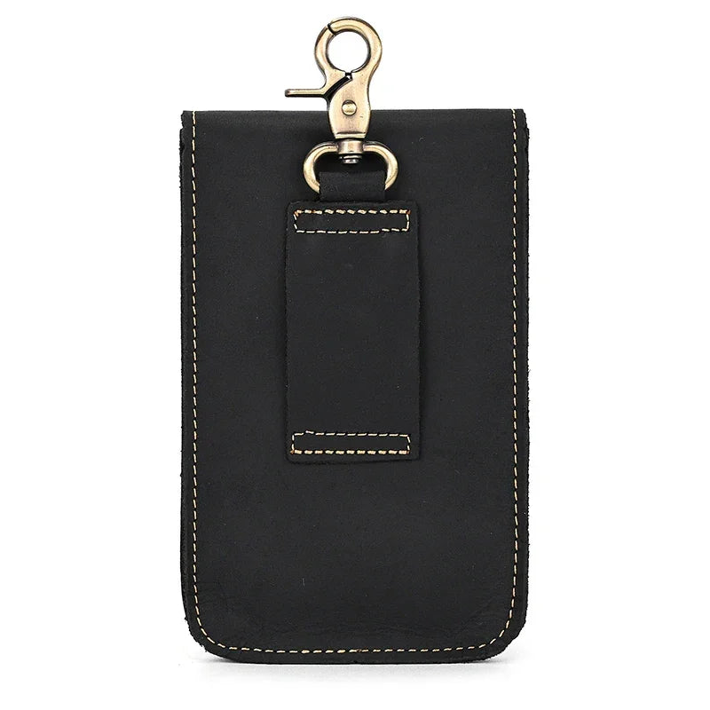 Men’s Leather Belt Pouch - Phone and Card Holder