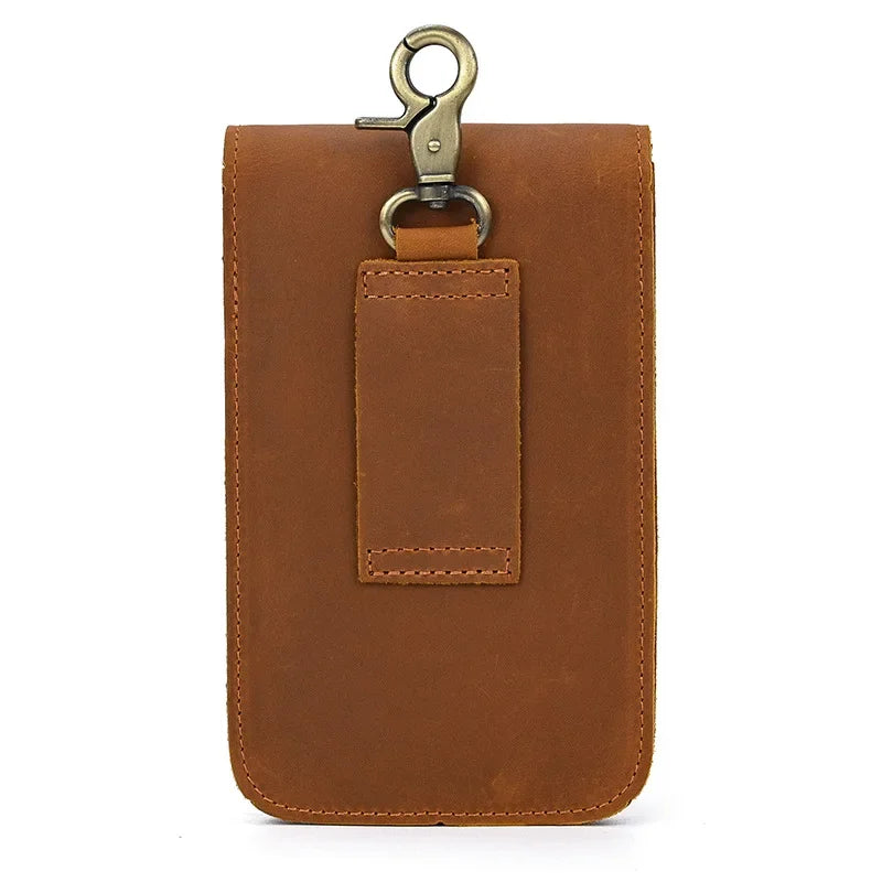 Men’s Leather Belt Pouch - Phone and Card Holder
