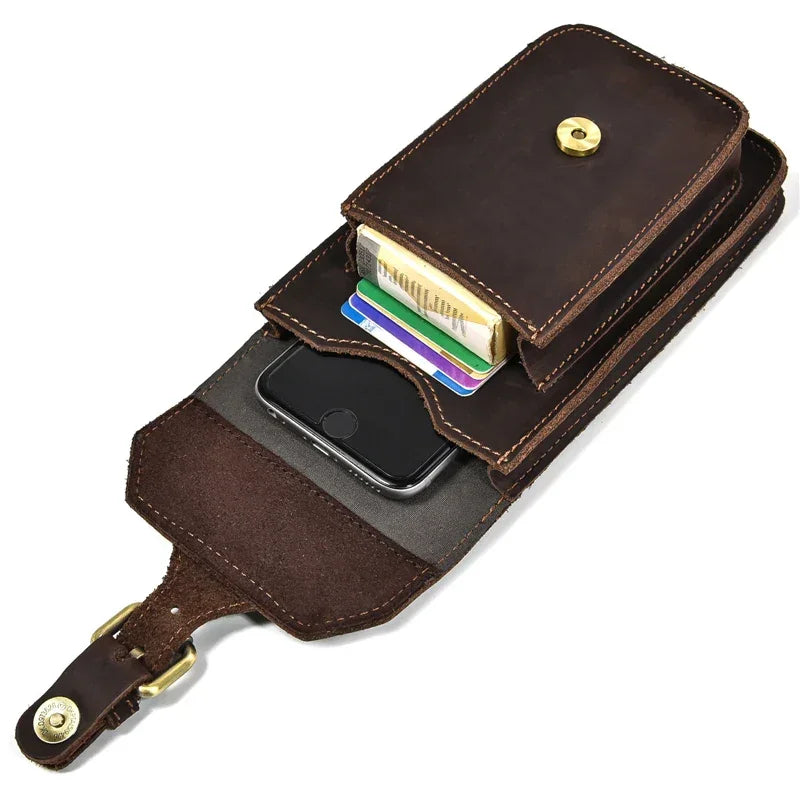 Men’s Leather Belt Pouch - Phone and Card Holder
