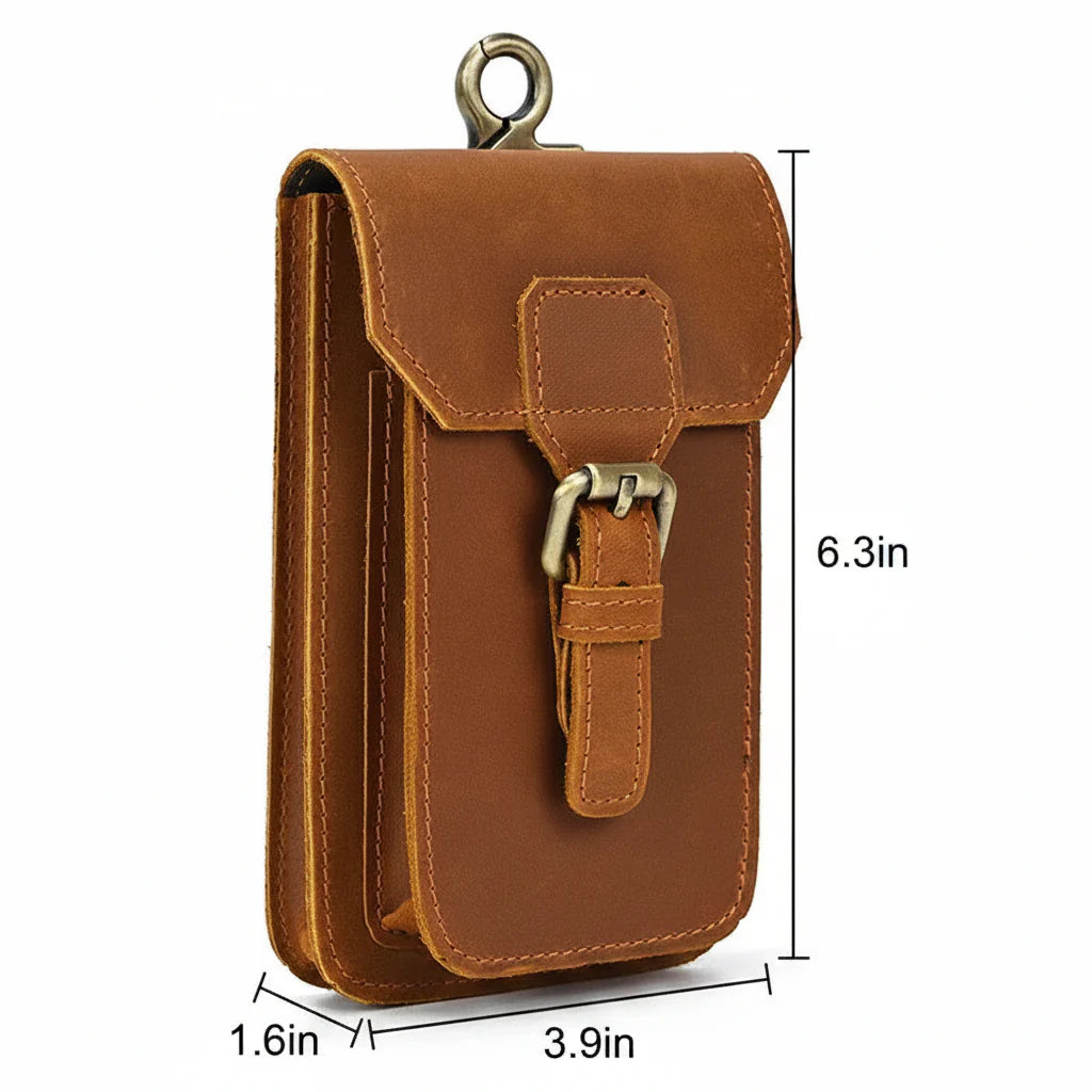 Men’s Leather Belt Pouch - Phone and Card Holder