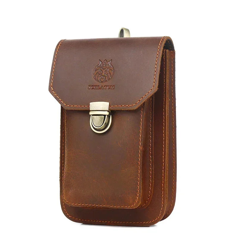 Men’s Leather Belt Pouch - Phone Card & Cable Organizer