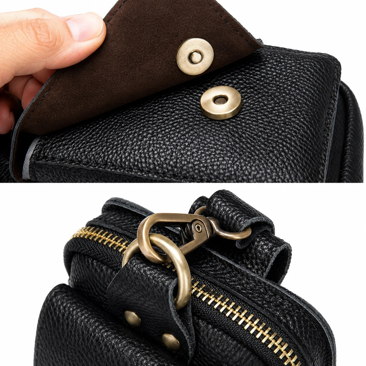 Men’s Leather Belt Pouch - Phone Holster with Belt Loop & Clip