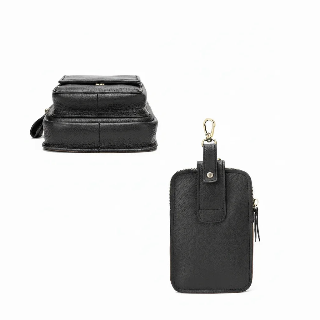 Men’s Leather Belt Pouch - Phone Holster with Belt Loop & Clip