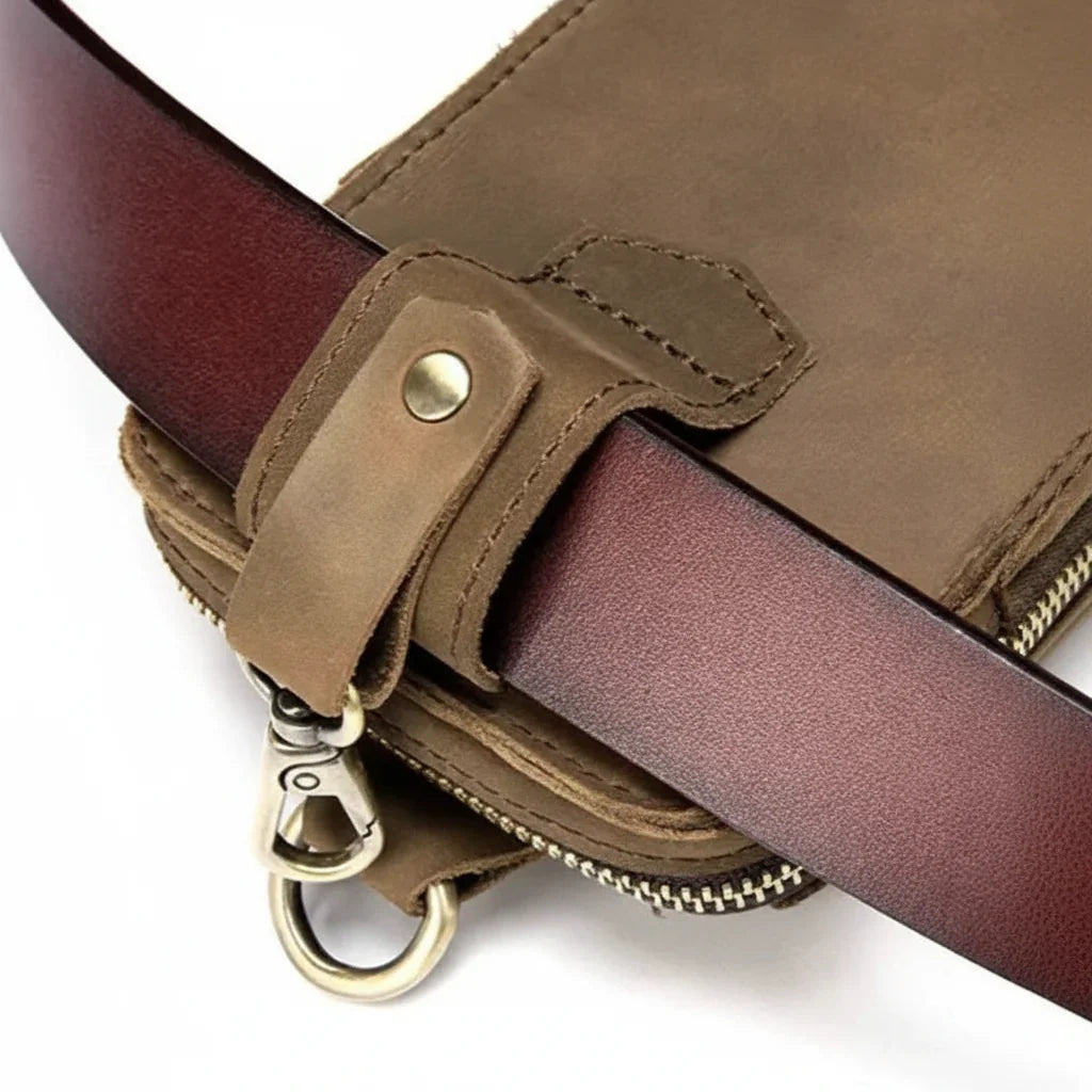 Men’s Leather Belt Pouch - Phone Holster with Belt Loop & Clip