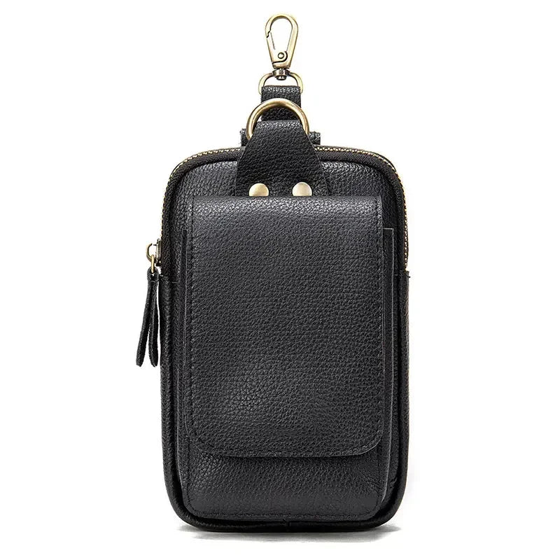 Men’s Leather Belt Pouch - Phone Holster with Belt Loop & Clip