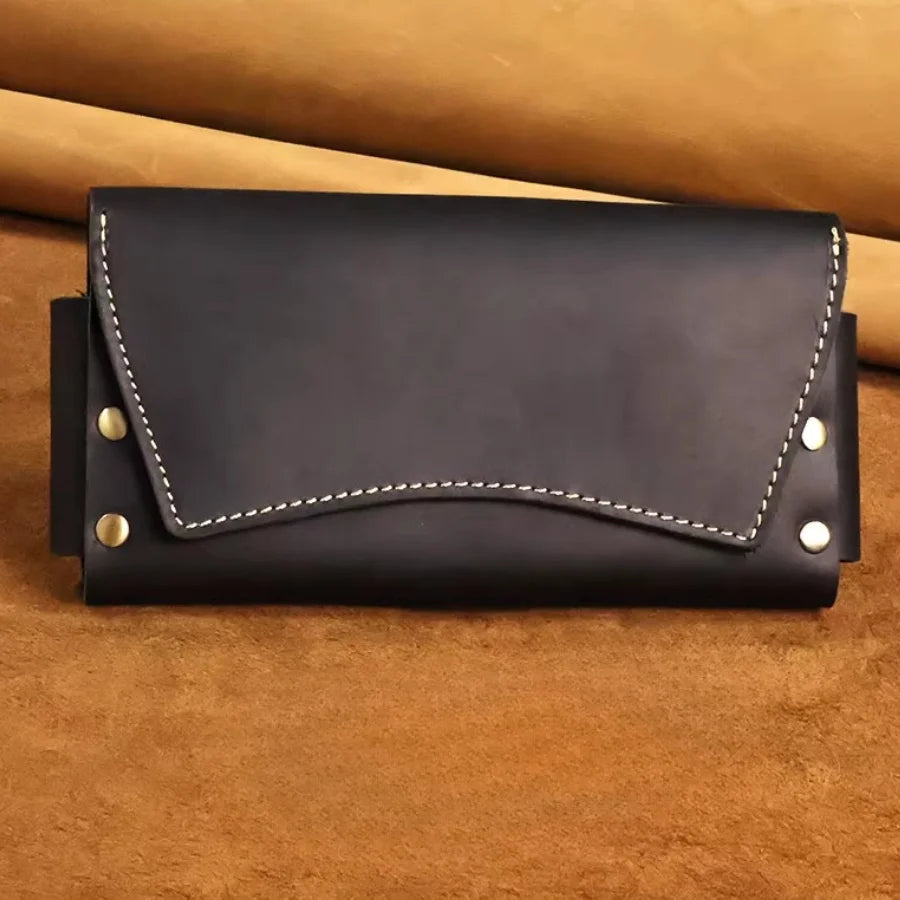 Men’s Leather Belt Pouch - Snap Closure Waist Bag