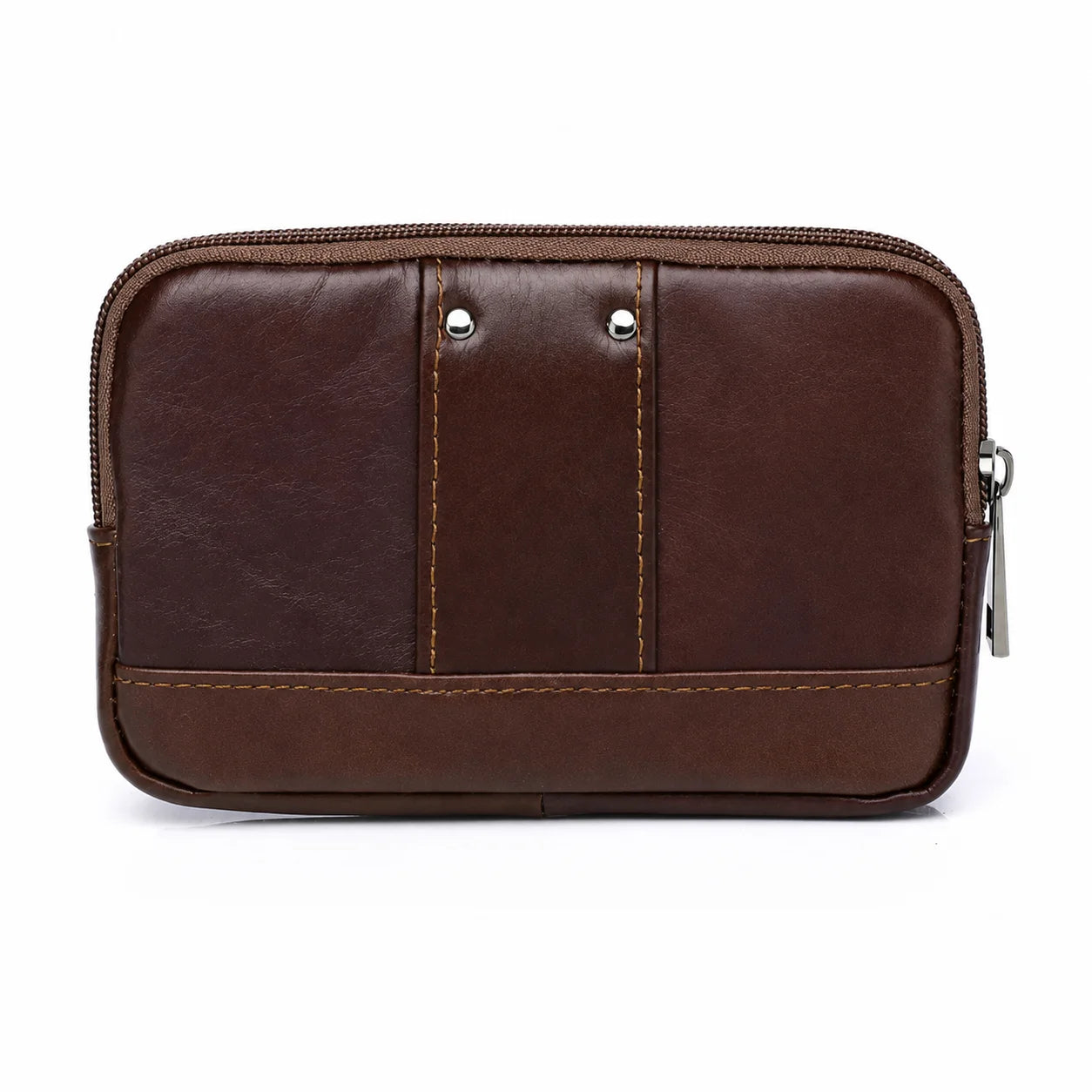 Men’s Leather Belt Pouch - Snap Flap Front Pocket