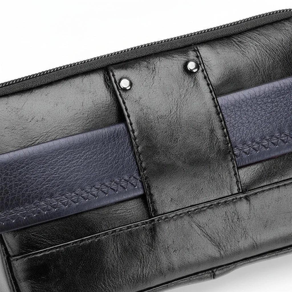 Men’s Leather Belt Pouch - Snap Flap Front Pocket