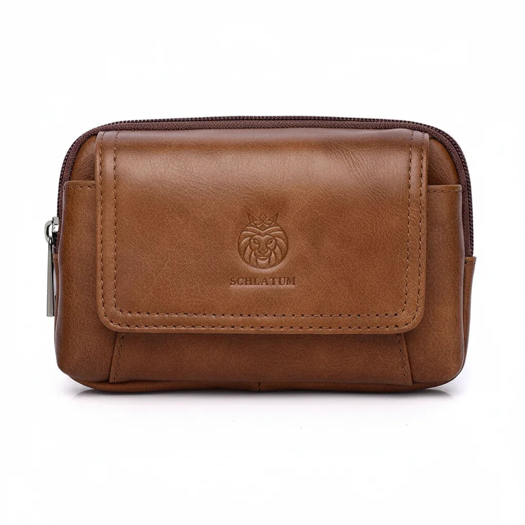 Men’s Leather Belt Pouch - Snap Flap Front Pocket