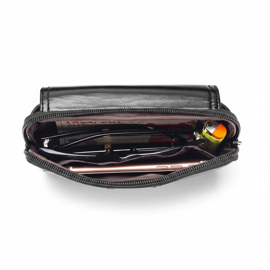 Men’s Leather Belt Pouch - Snap Flap Front Pocket