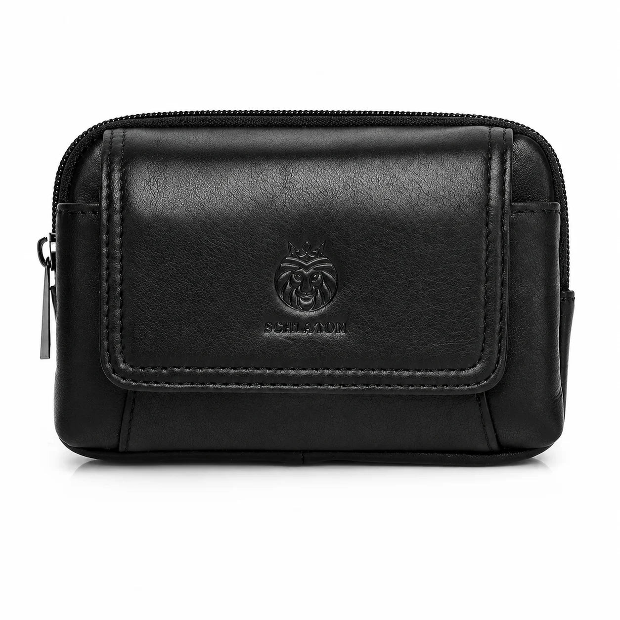 Men’s Leather Belt Pouch - Snap Flap Front Pocket